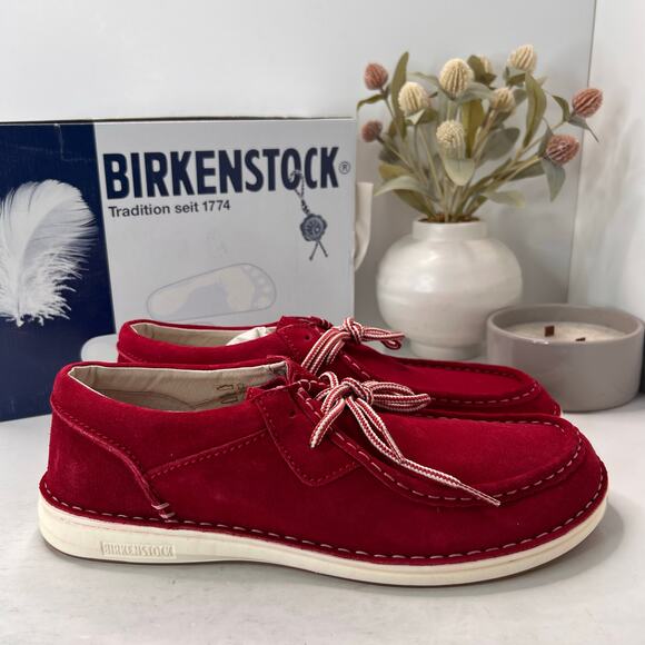 Birkenstock Pasadena High Suede Chukka Boot Dark Red Men 11/EU 44 NWB Narrow Fit - Picture 3 of 10